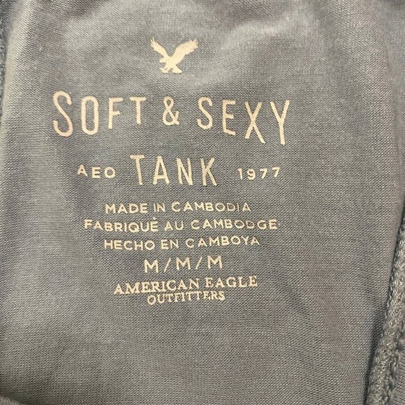 American Eagle "Soft & Sexy" Feather Graphic Tank Top | Gray | Size M - Picture 6 of 7